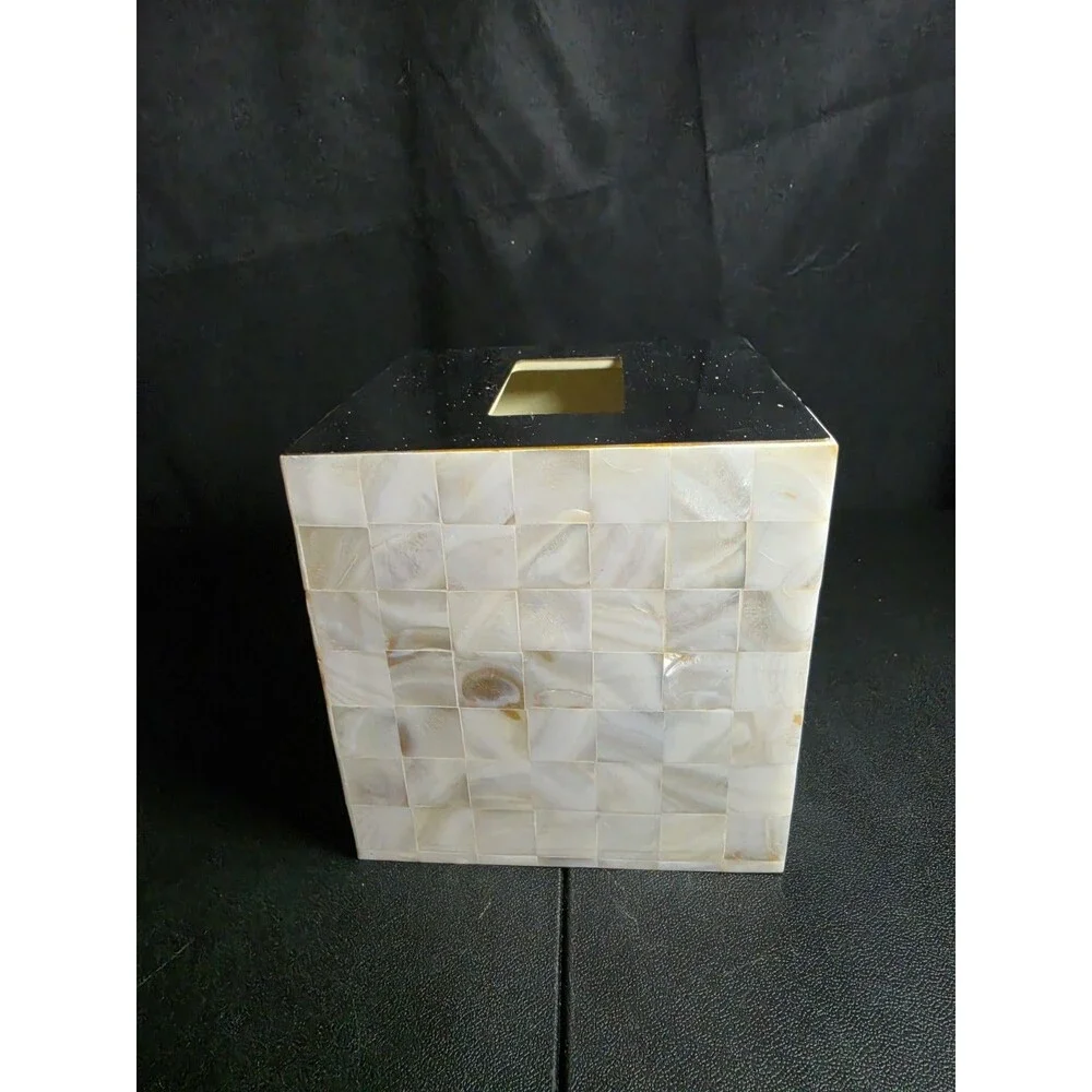 Fieldcrest Luxury Mother of Pearl Mosaic Tissue Box Cover 2005 Target Vintage